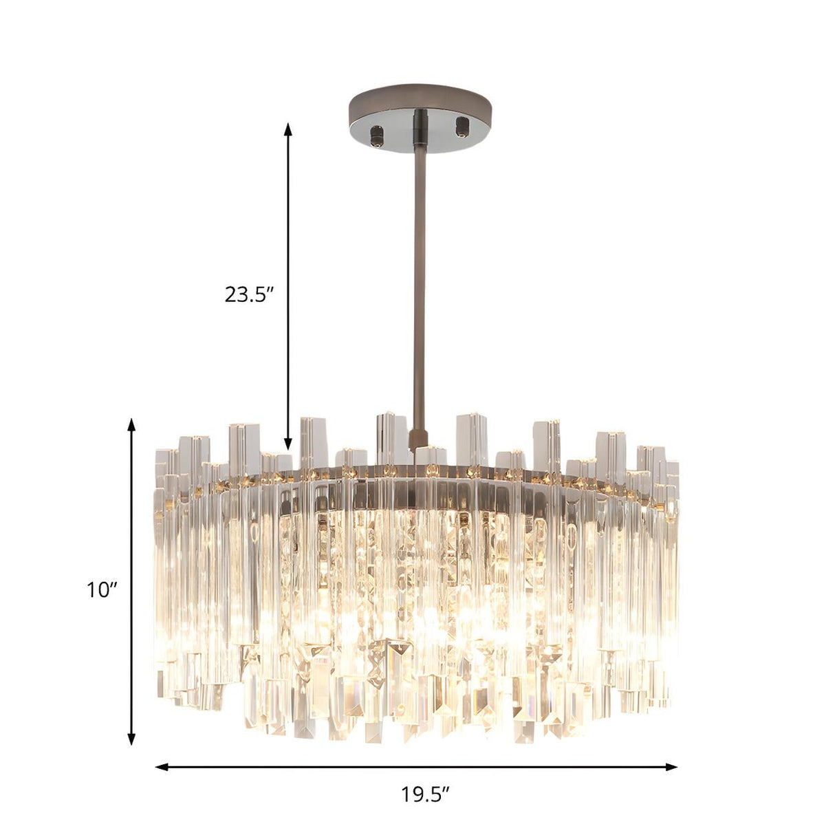 Contemporary Crystal Clear Prism Drum Pendant Chandelier Image - 9