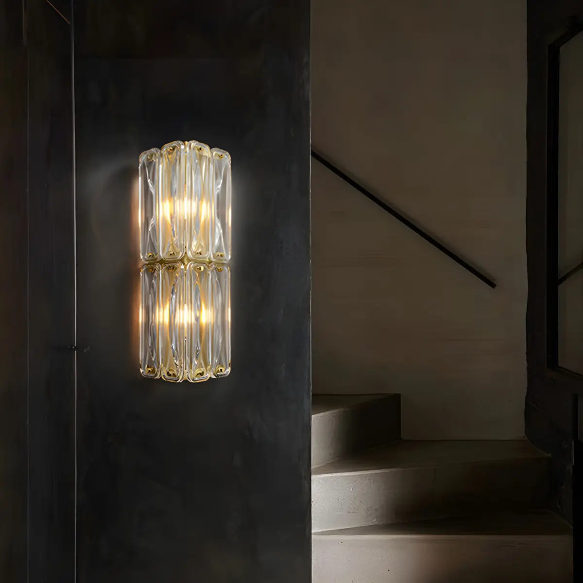 Contemporary Crystal Glass Gold Wall Sconce Image - 1