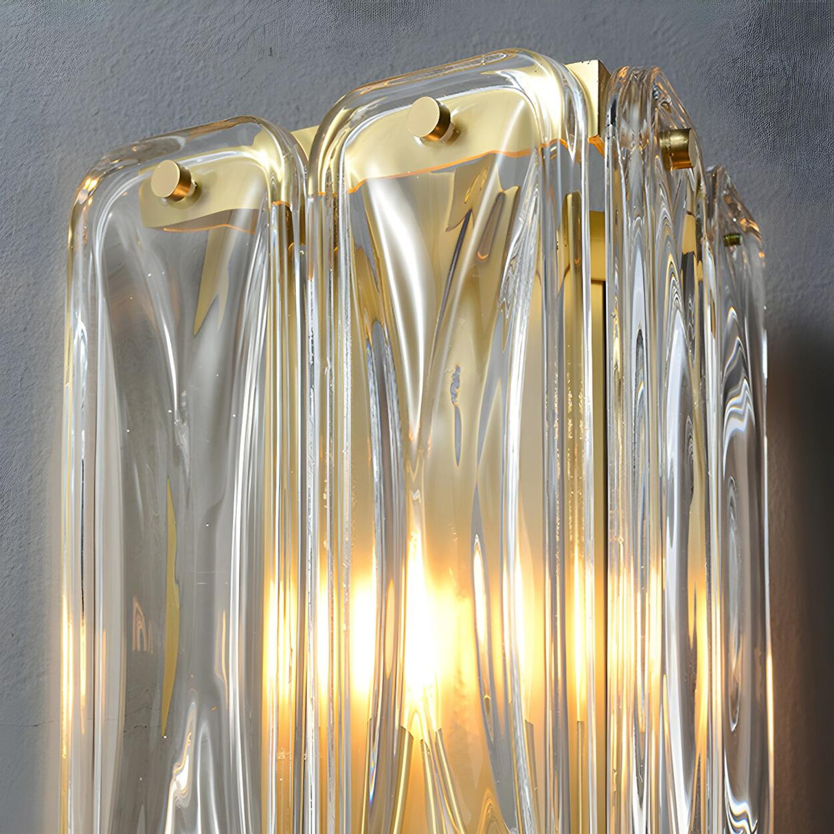 Contemporary Crystal Glass Gold Wall Sconce Image - 13