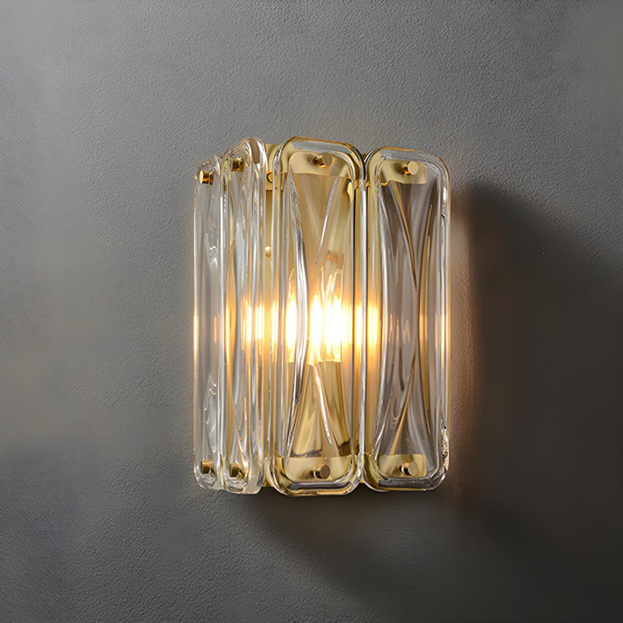 Contemporary Crystal Glass Gold Wall Sconce Image - 6