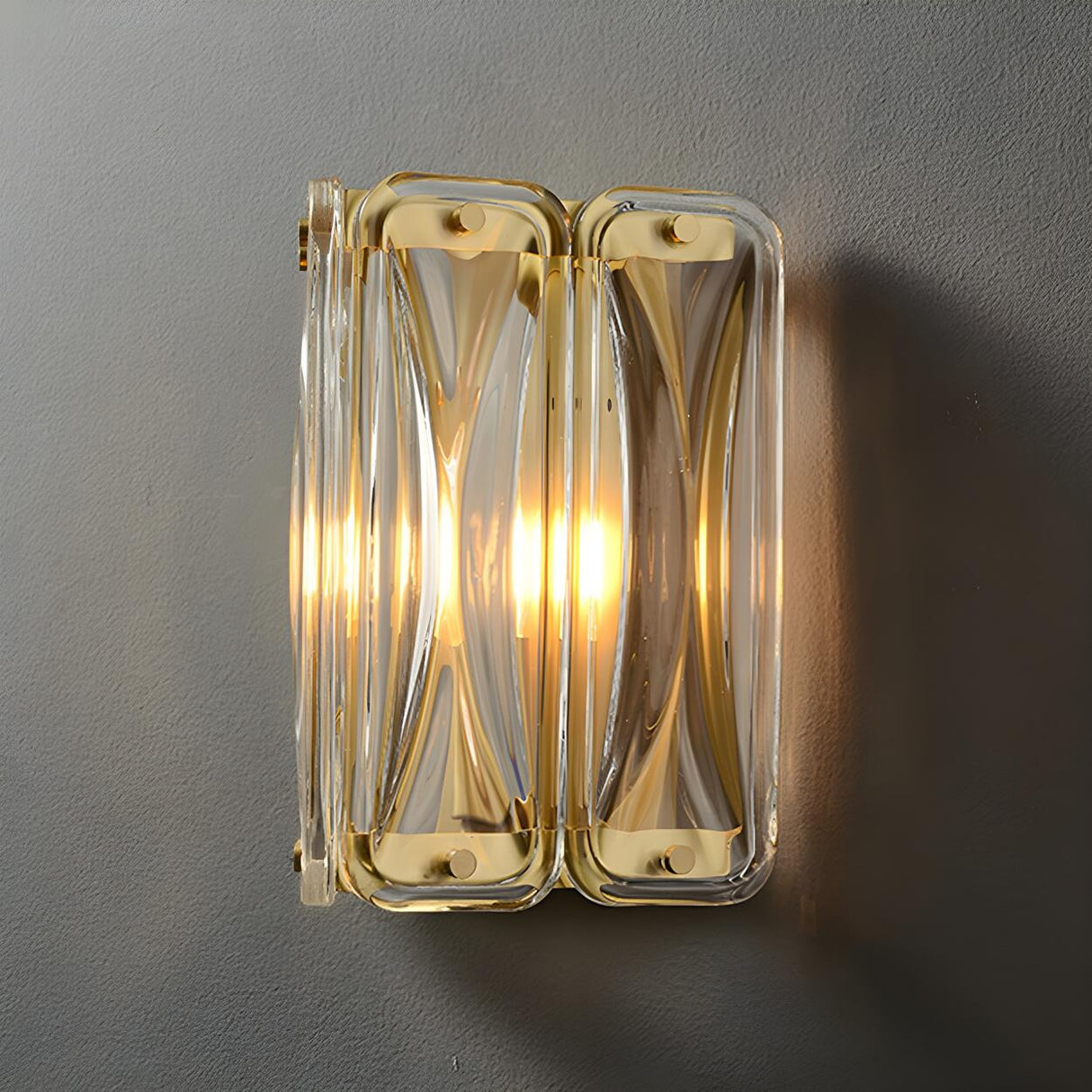 Contemporary Crystal Glass Gold Wall Sconce Image - 7