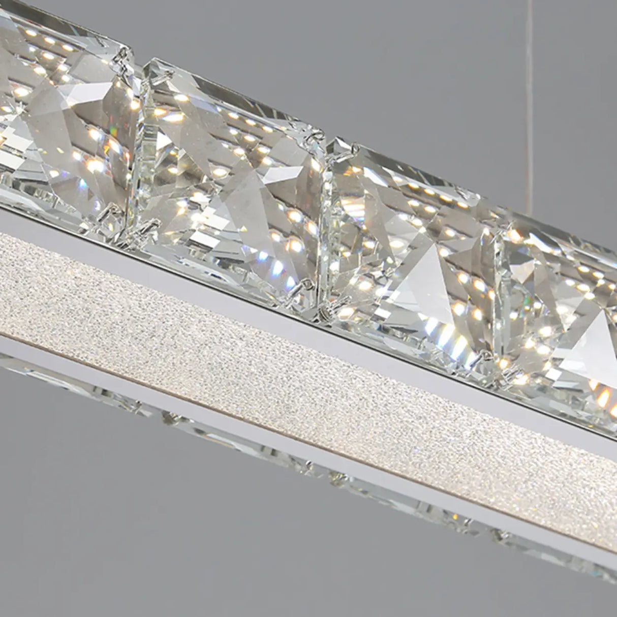 Contemporary Crystal Rectangular Island Pendant Light Image - 10