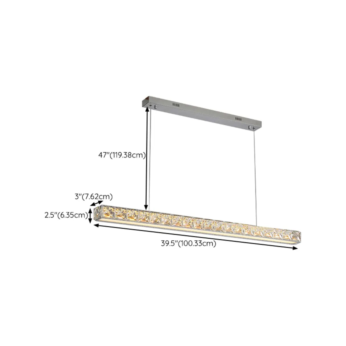 Contemporary Crystal Rectangular Island Pendant Light