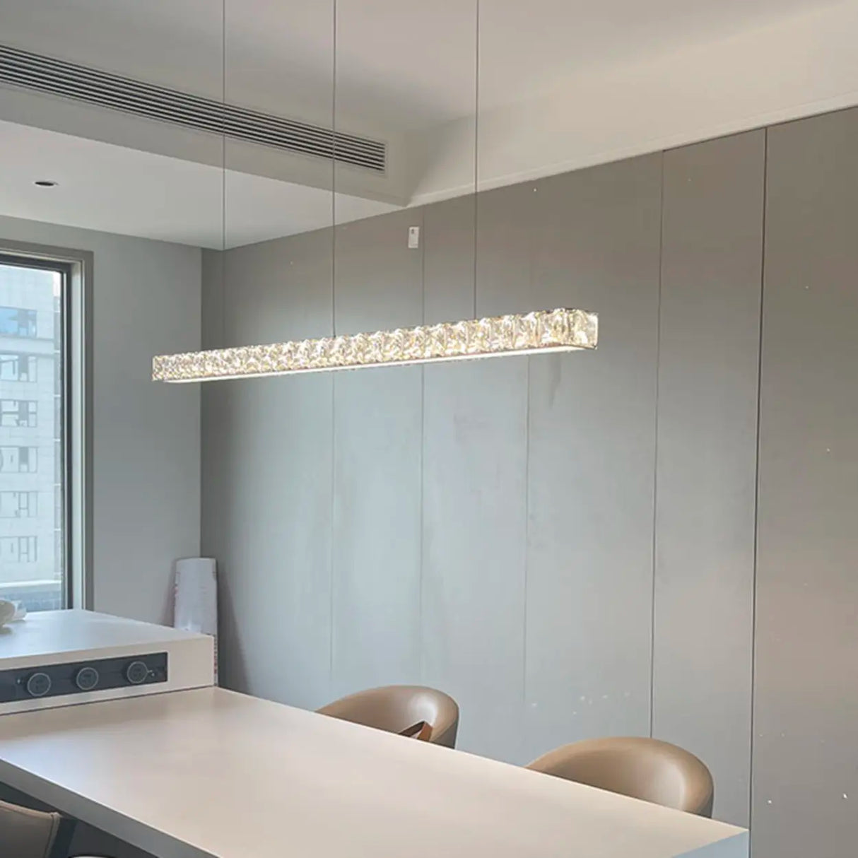 Contemporary Crystal Rectangular Island Pendant Light Image - 4