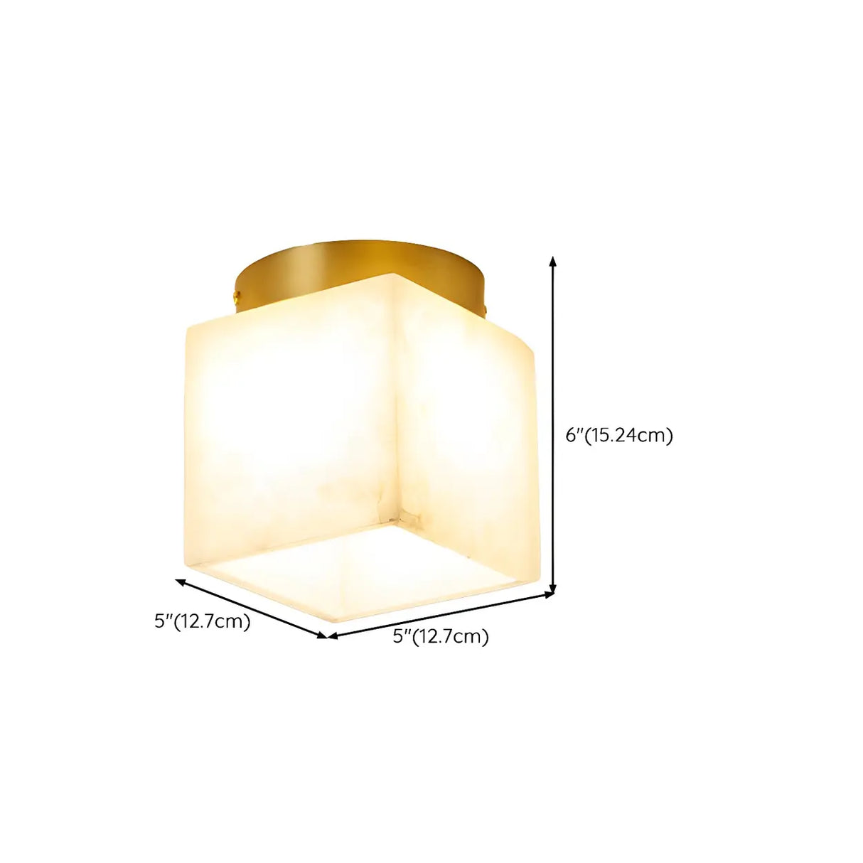 Contemporary Cube Alabaster Corridor Flush Mount Light