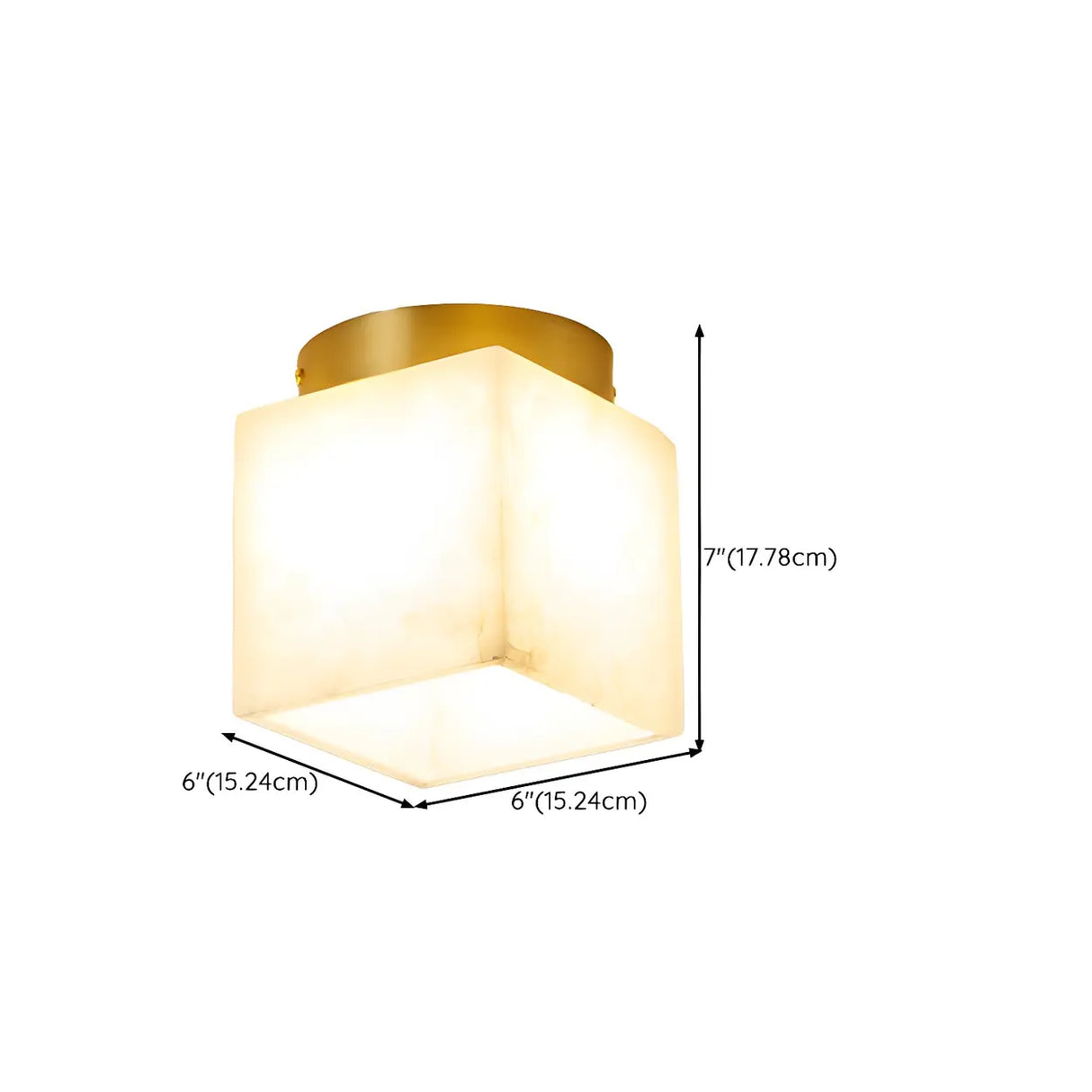Contemporary Cube Alabaster Corridor Flush Mount Light Image - 16