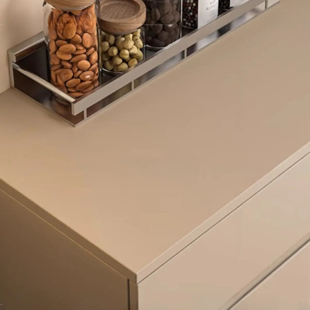 Contemporary Dove Grey Wood Large Open Storage Sideboard Image - 10