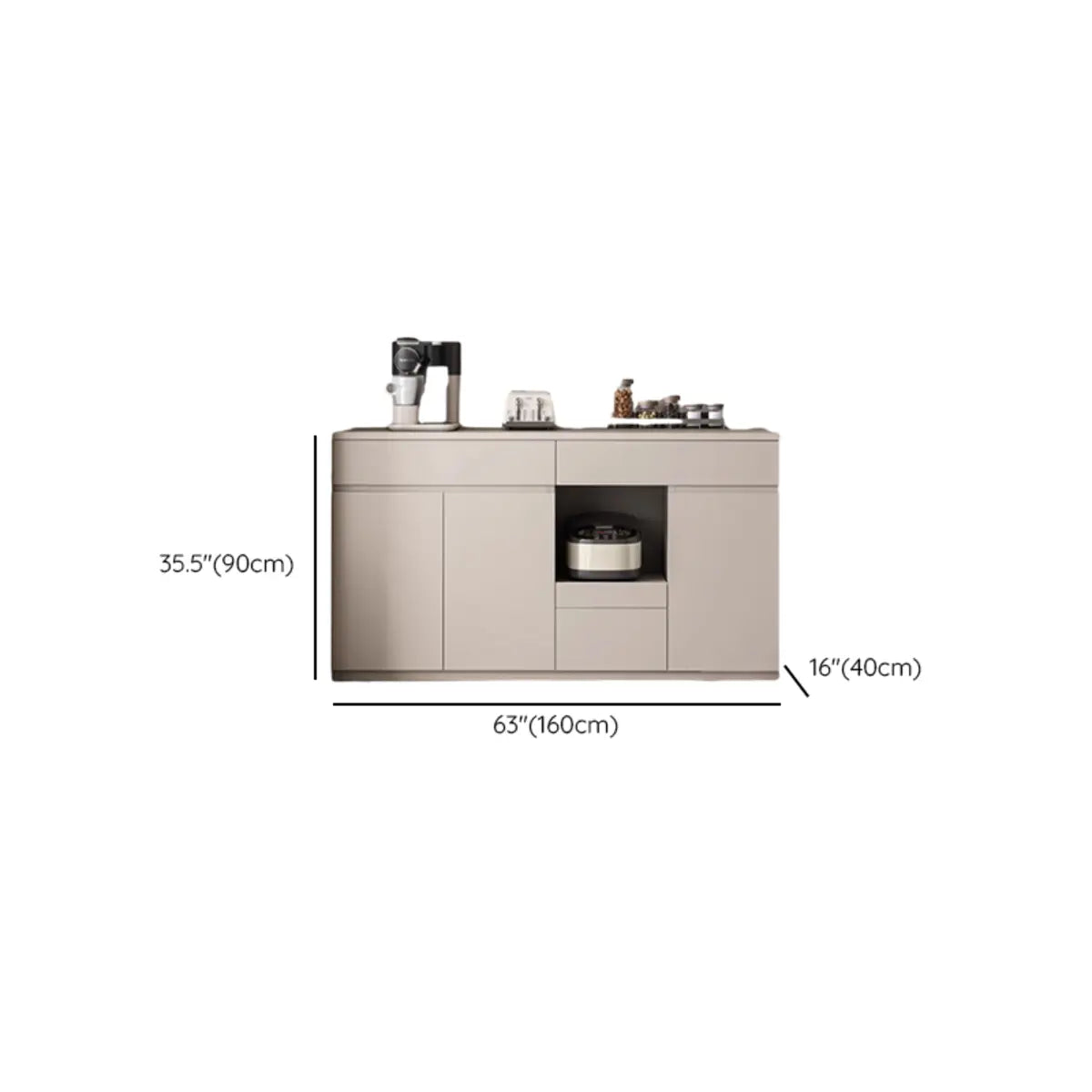 Contemporary Dove Grey Wood Large Open Storage Sideboard Image - 15