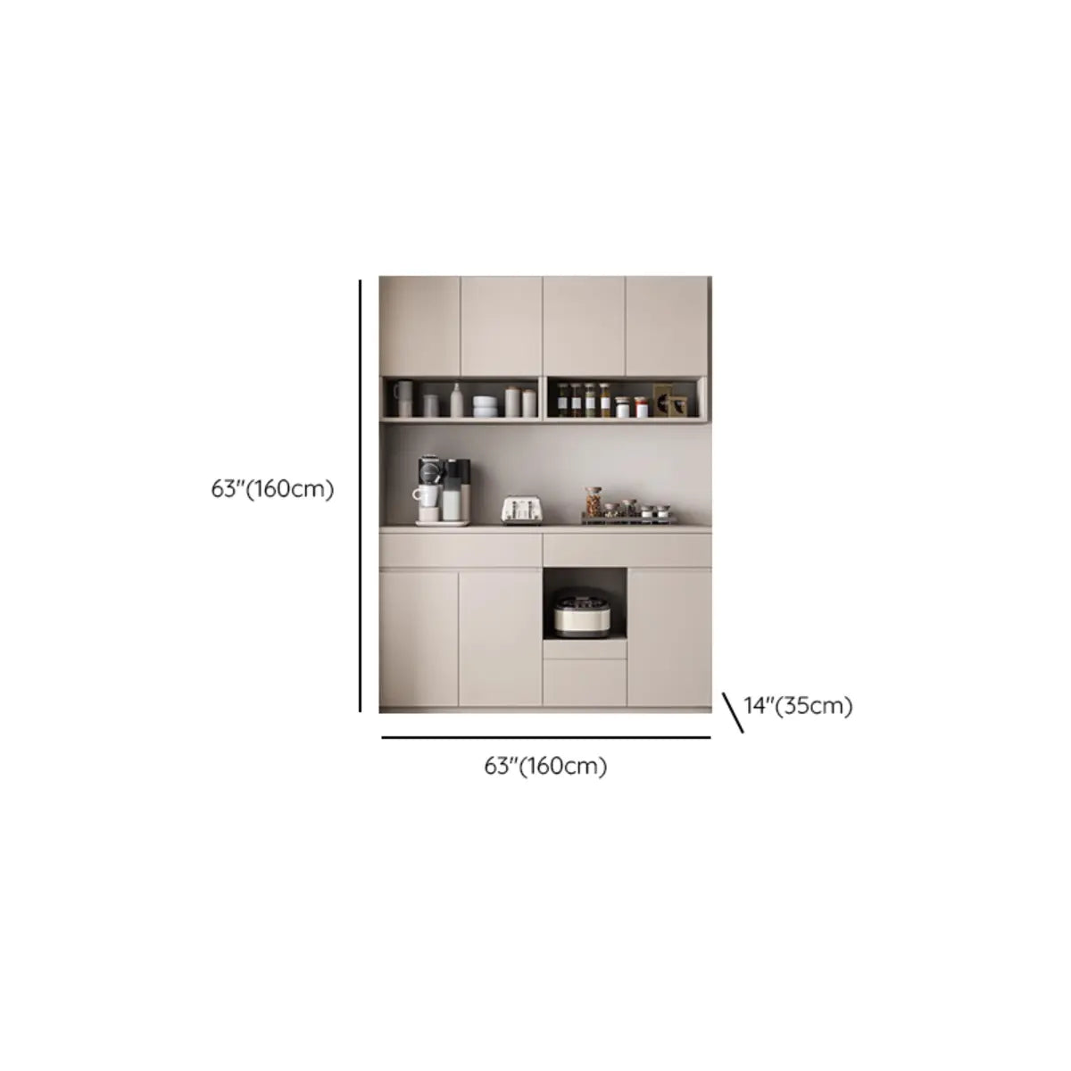 Contemporary Dove Grey Wood Large Open Storage Sideboard Image - 19