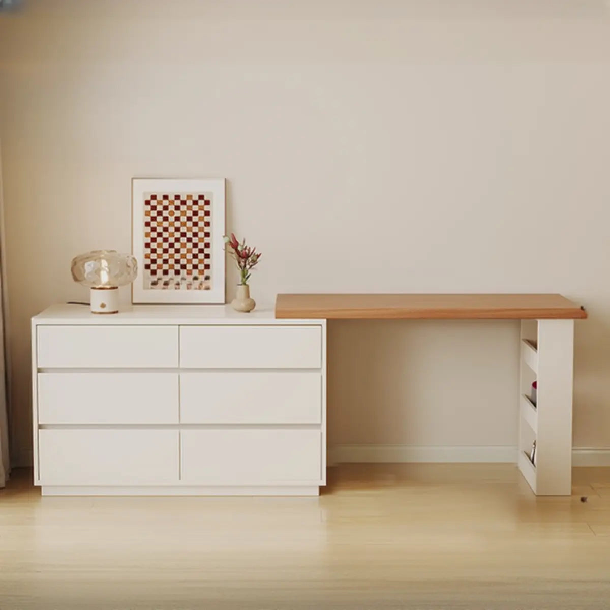 Contemporary Elegant Sliding Wooden White Makeup Vanity Image - 13
