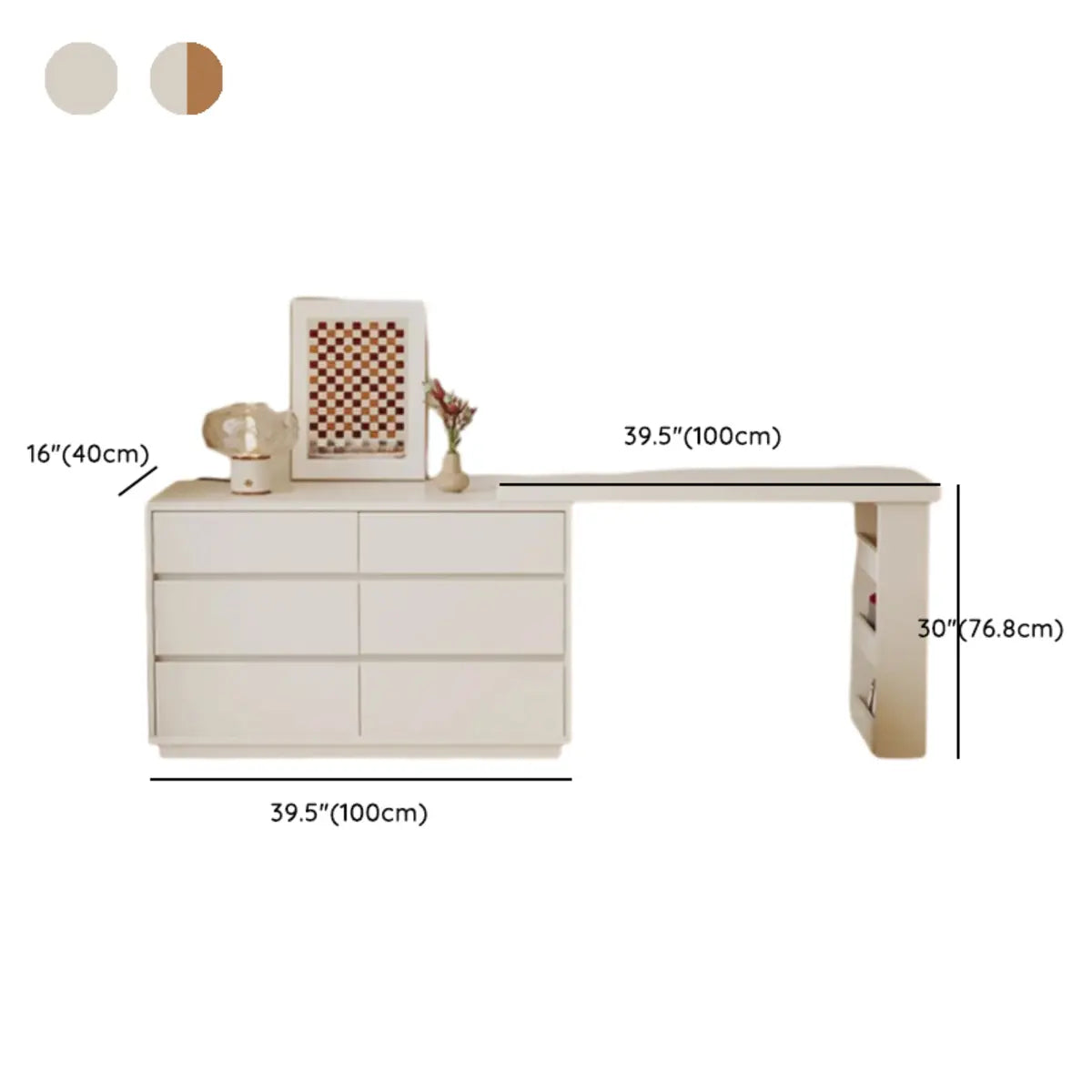 Contemporary Elegant Sliding Wooden White Makeup Vanity