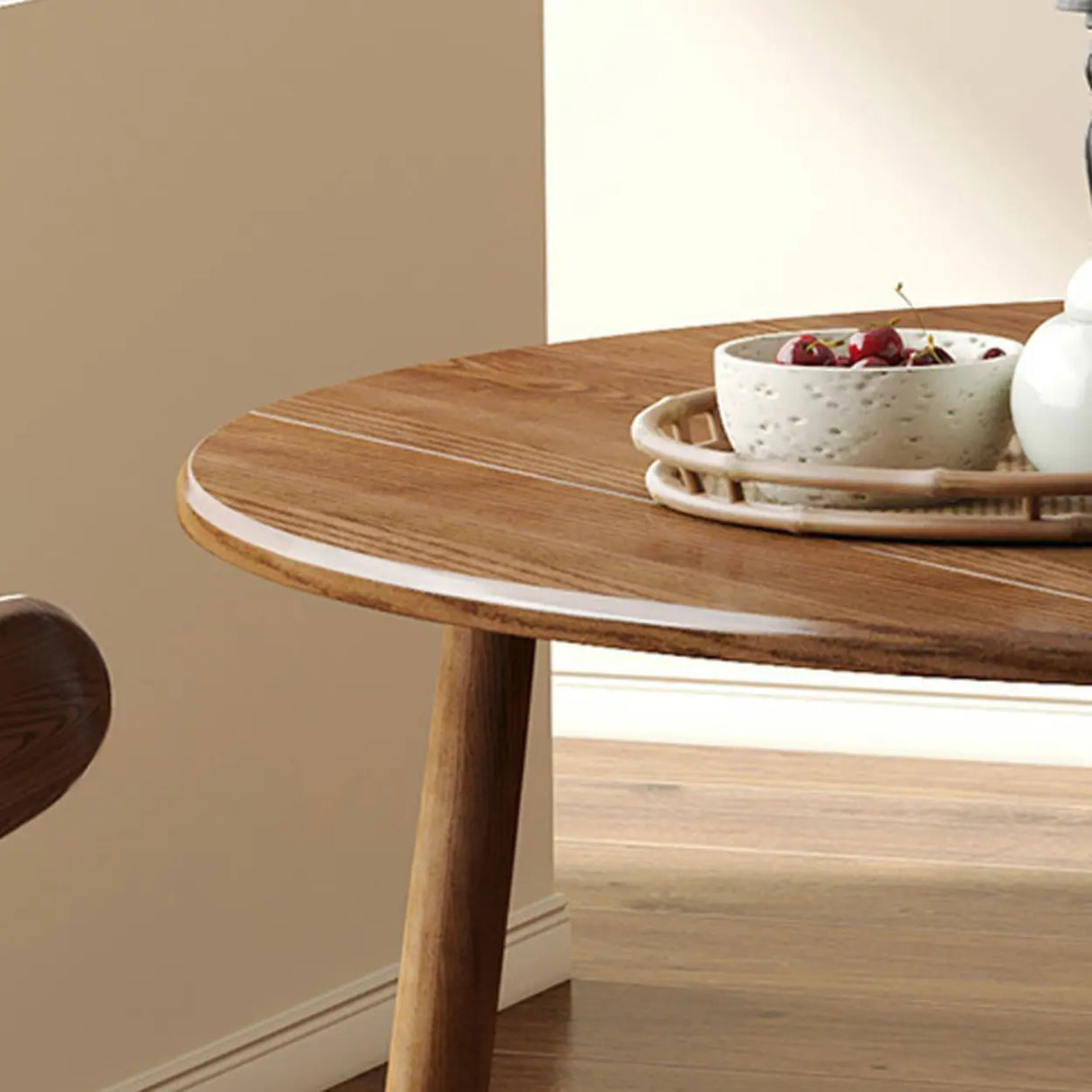 Contemporary Extendable Round Wood Dining Table Brown Image - 10