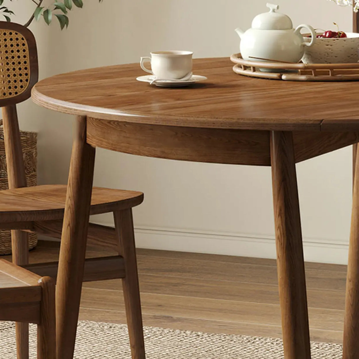 Contemporary Extendable Round Wood Dining Table Brown Image - 11