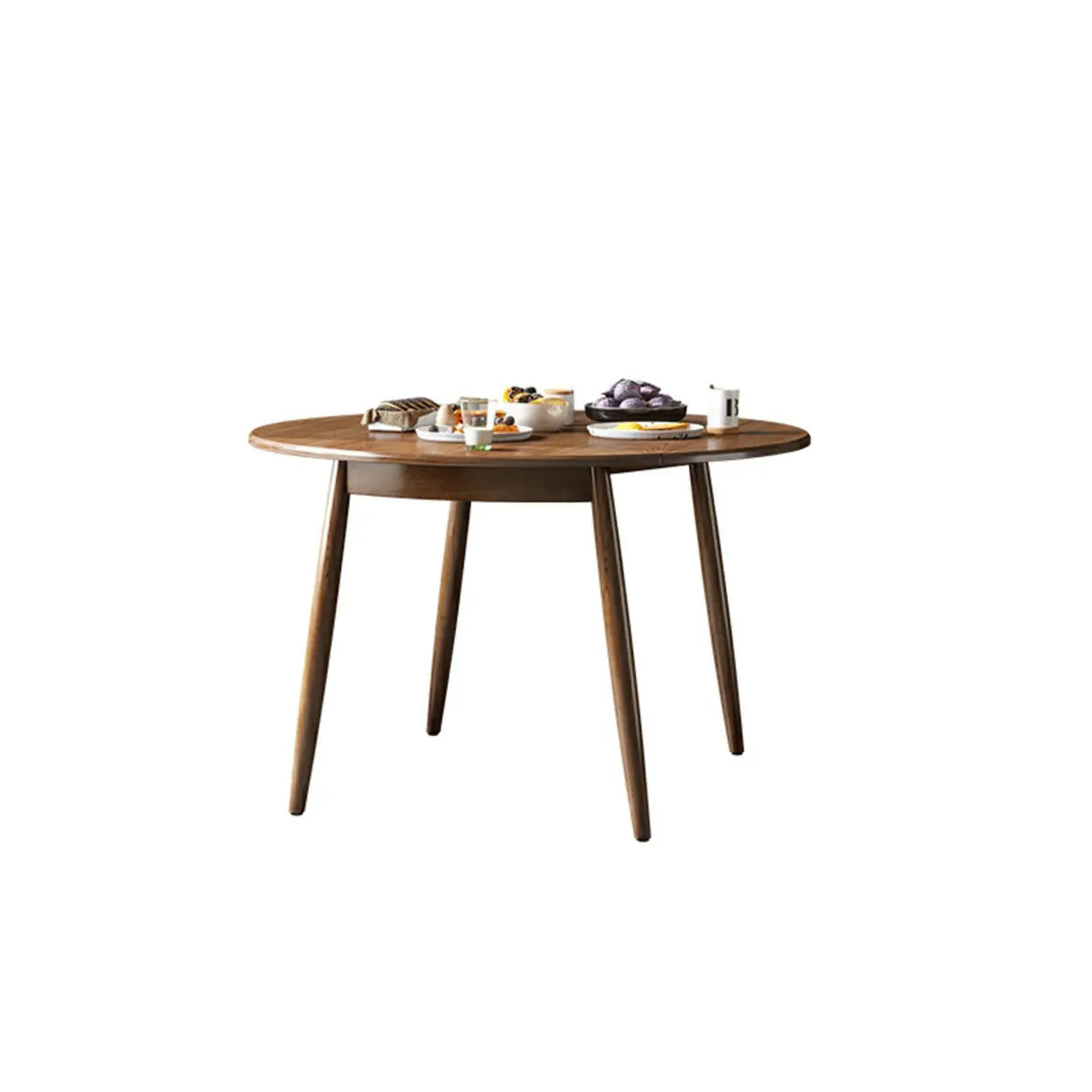 Contemporary Extendable Round Wood Dining Table Brown Image - 5