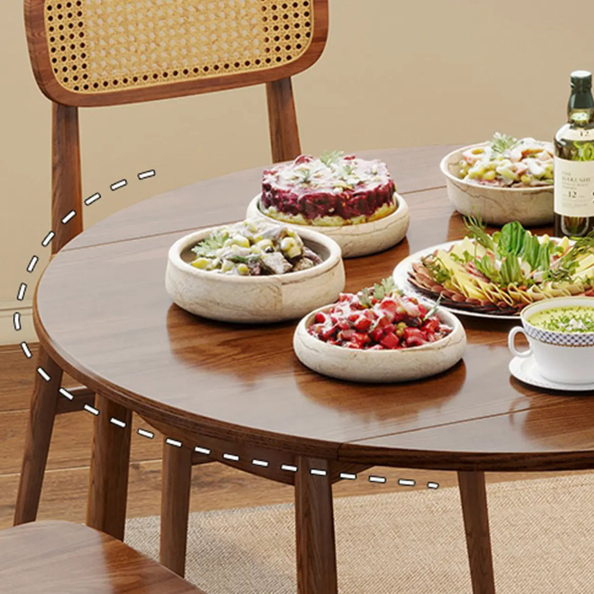 Contemporary Extendable Round Wood Dining Table Brown Image - 9