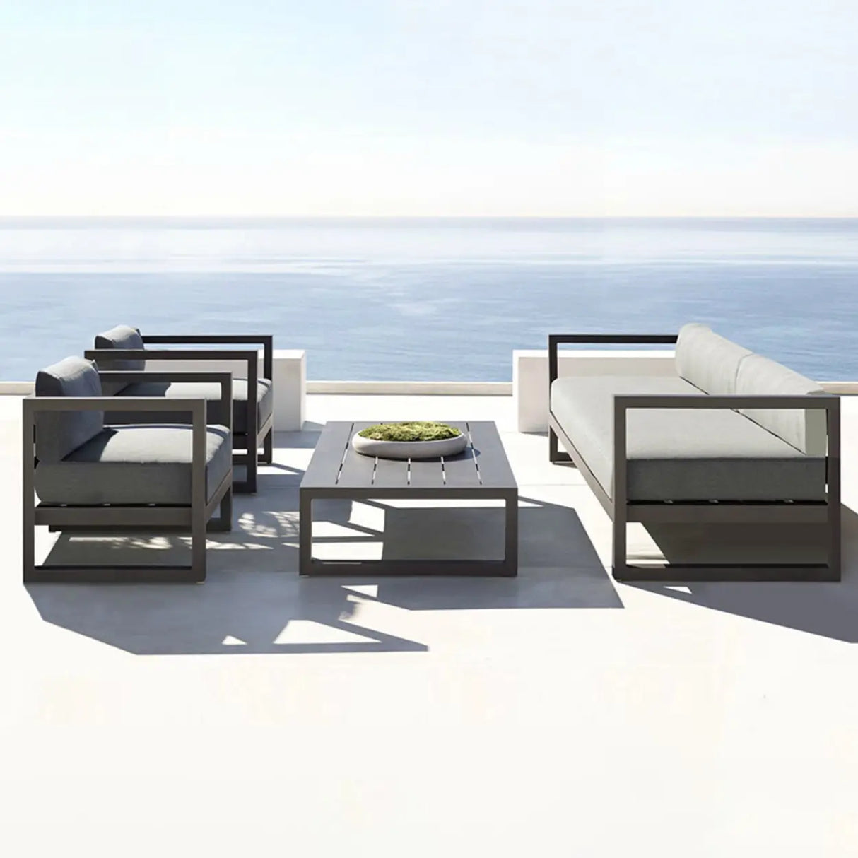 Contemporary Fade Resistant Metal Beige Outdoor Patio Set Image - 4