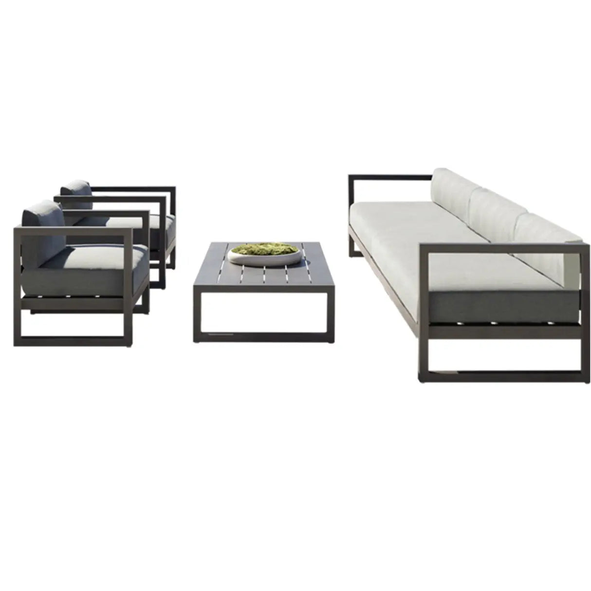 Contemporary Fade Resistant Metal Beige Outdoor Patio Set Image - 5