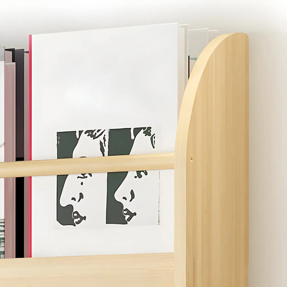 Contemporary Floating Wall Shelf Natural Wood Bookcase Image - 15