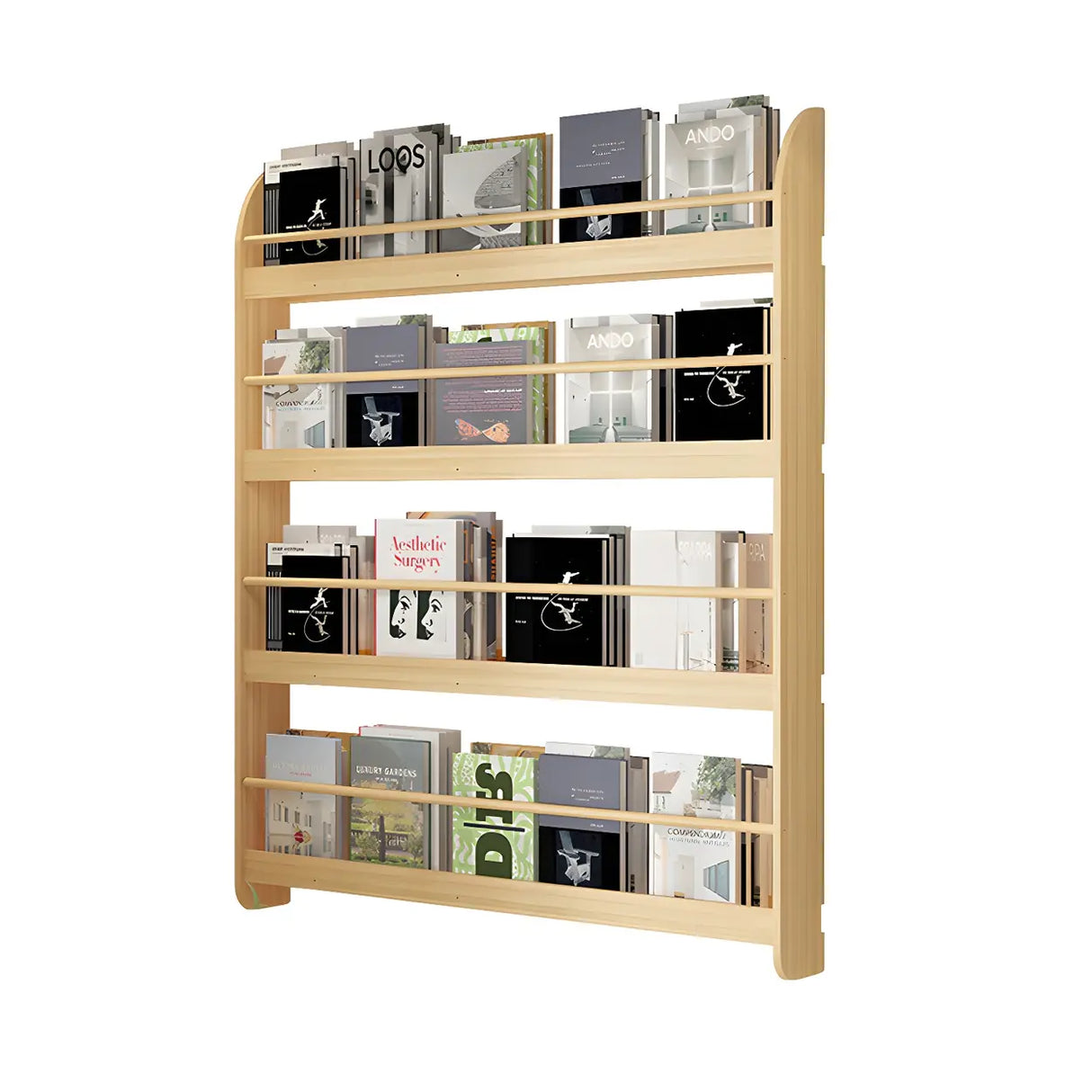Contemporary Floating Wall Shelf Natural Wood Bookcase Image - 17