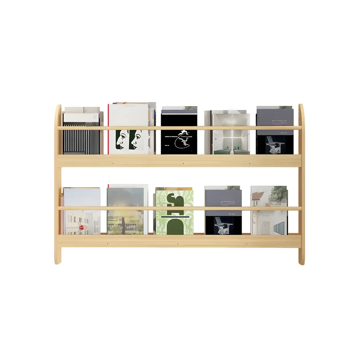 Contemporary Floating Wall Shelf Natural Wood Bookcase Image - 10