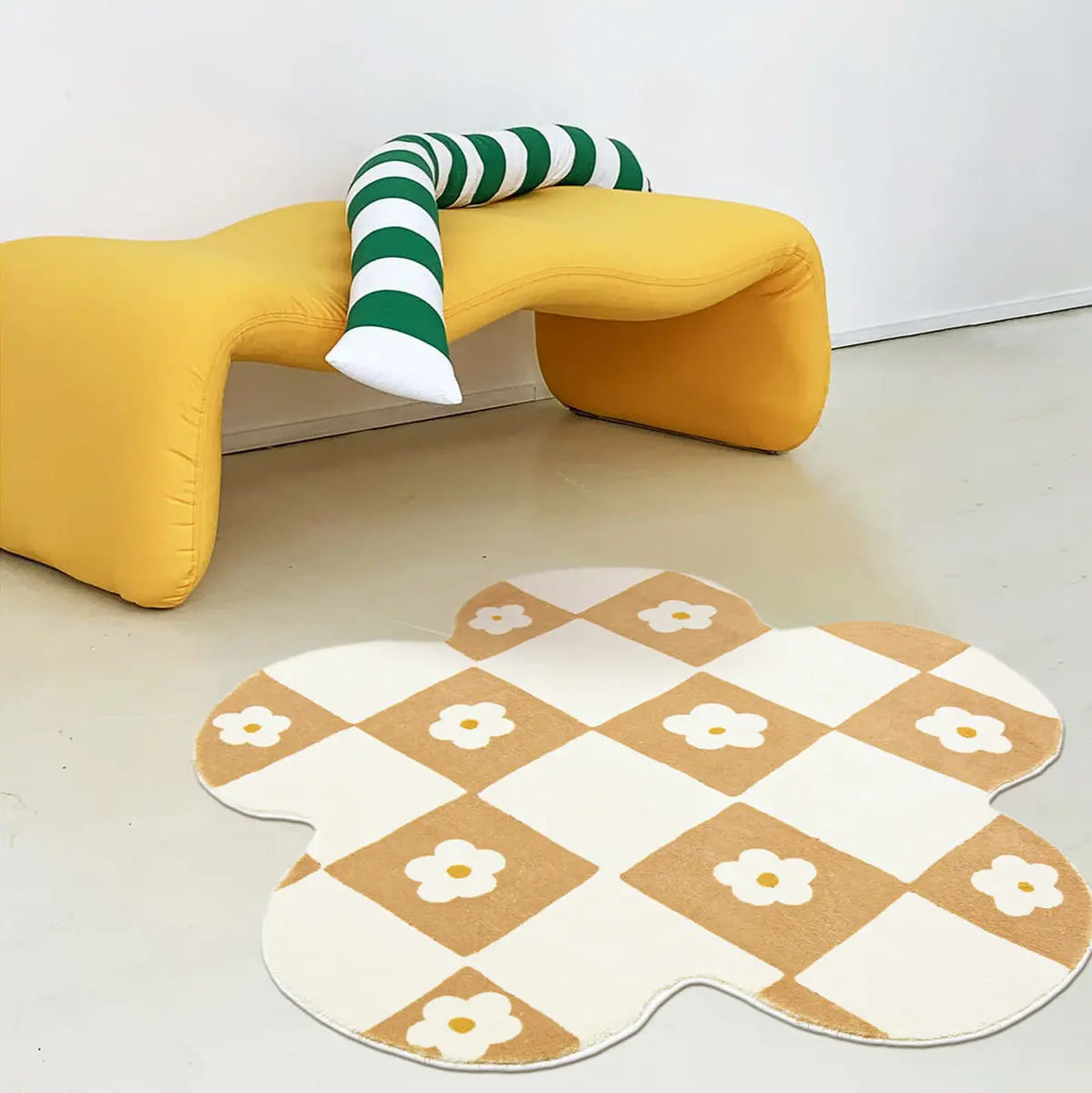 Contemporary Floral Polyester Apricot Area Rug Image - 3