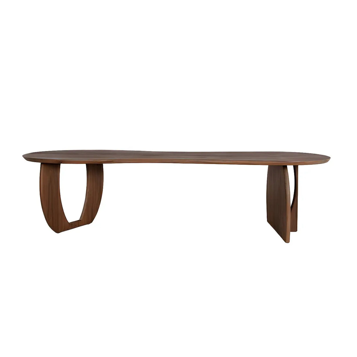 Contemporary Free Form Brown Pine Wood Dining Table Image - 5