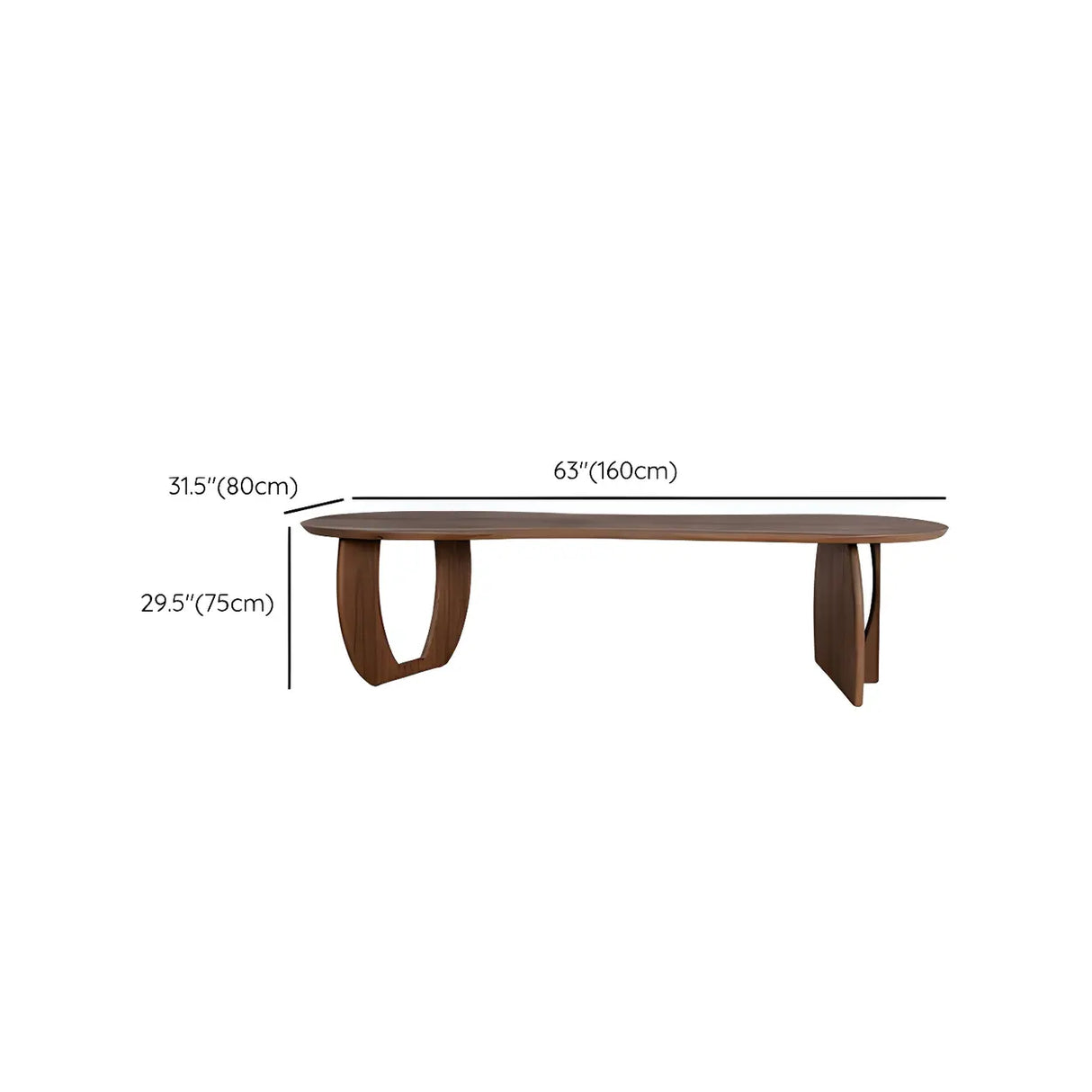 Contemporary Free Form Brown Pine Wood Dining Table Image - 9