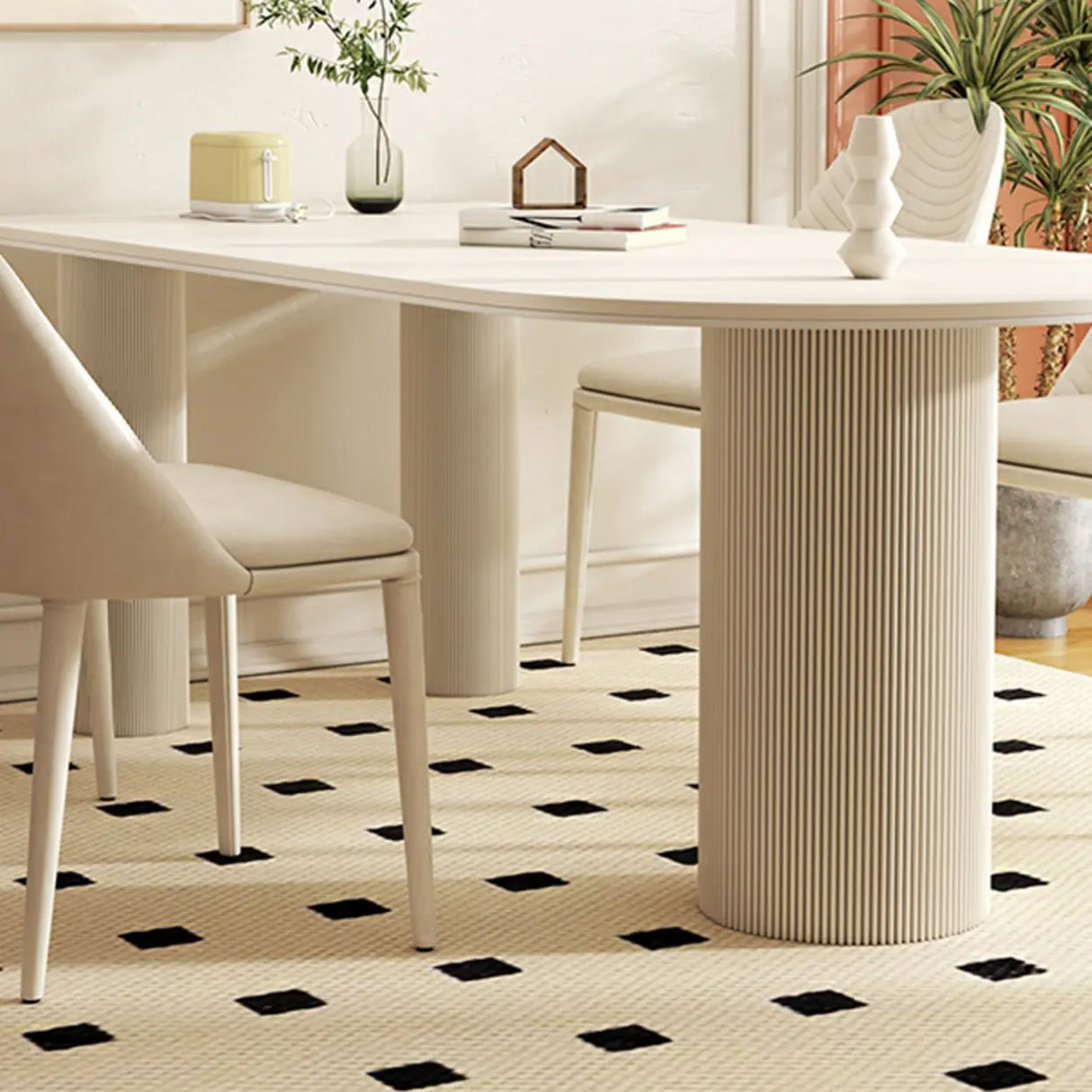 Contemporary Free Form Stone White Dining Table Image - 10