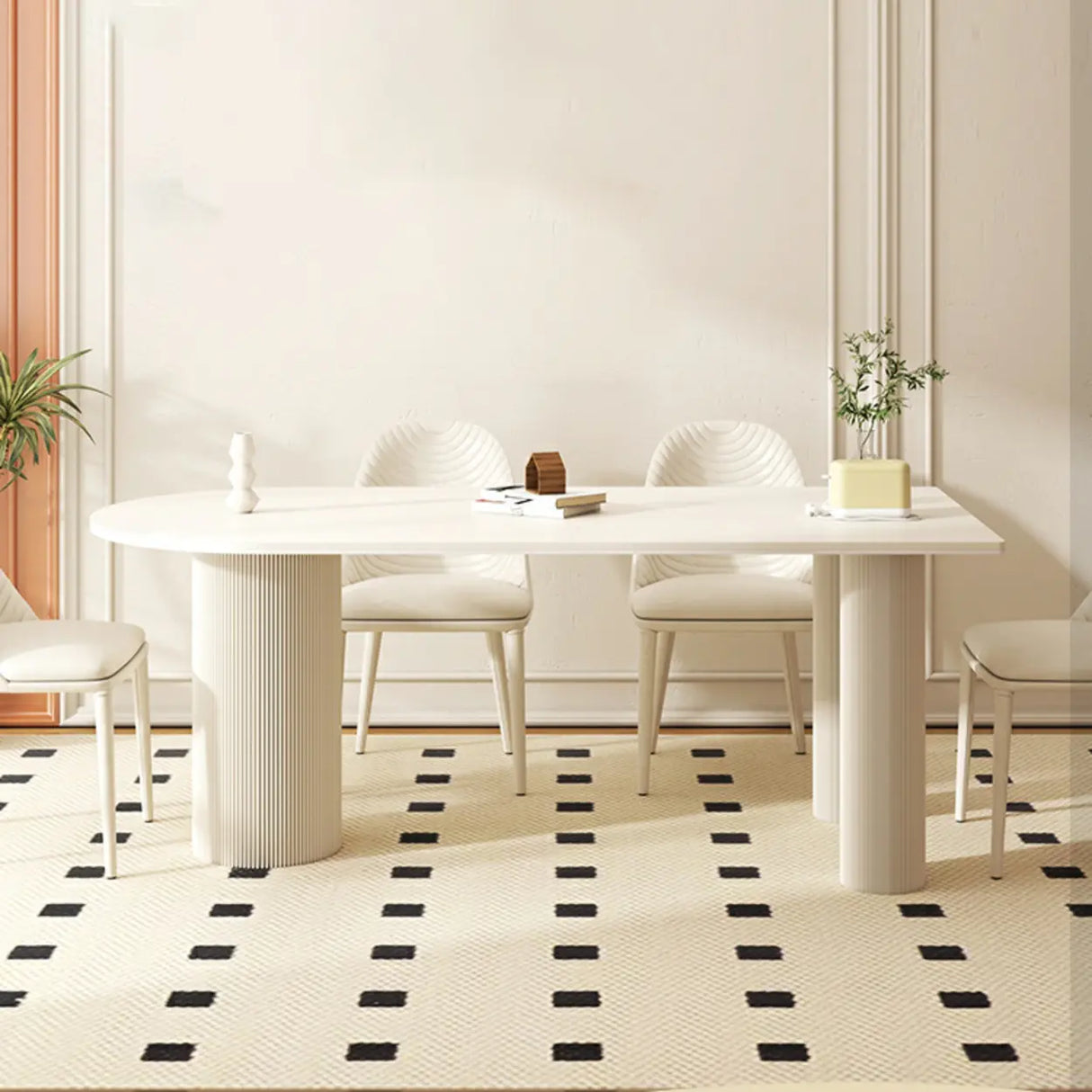 Contemporary Free Form Stone White Dining Table Image - 11