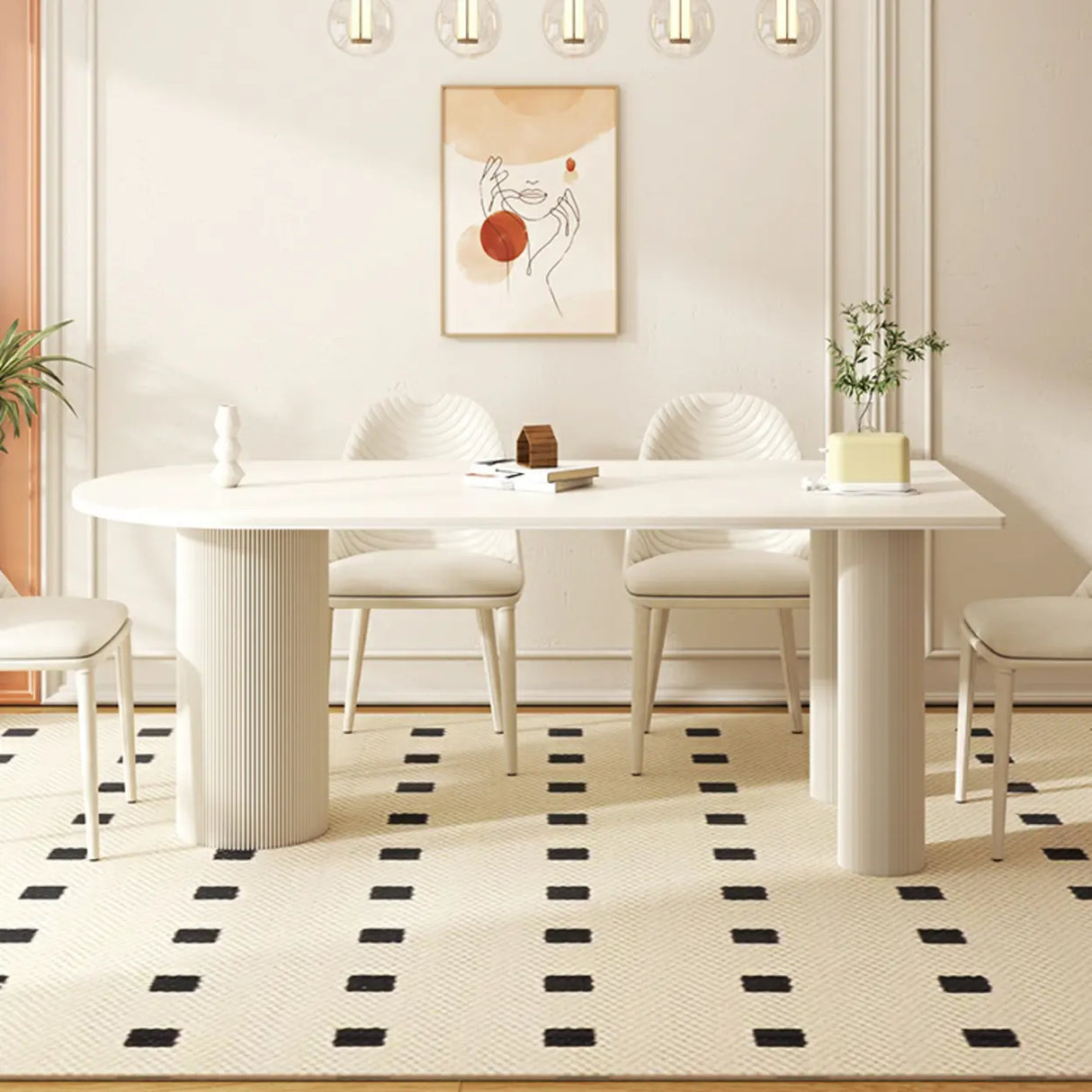 Contemporary Free Form Stone White Dining Table Image - 12