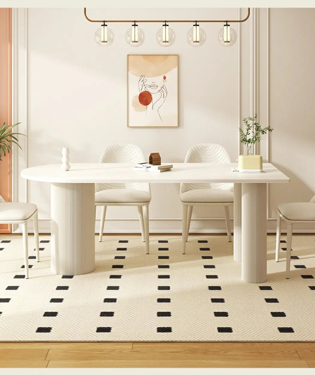 Contemporary Free Form Stone White Dining Table Image - 13