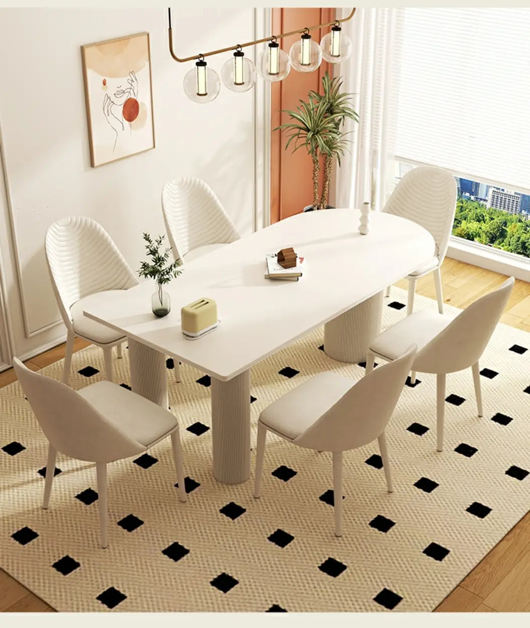 Contemporary Free Form Stone White Dining Table Image - 14