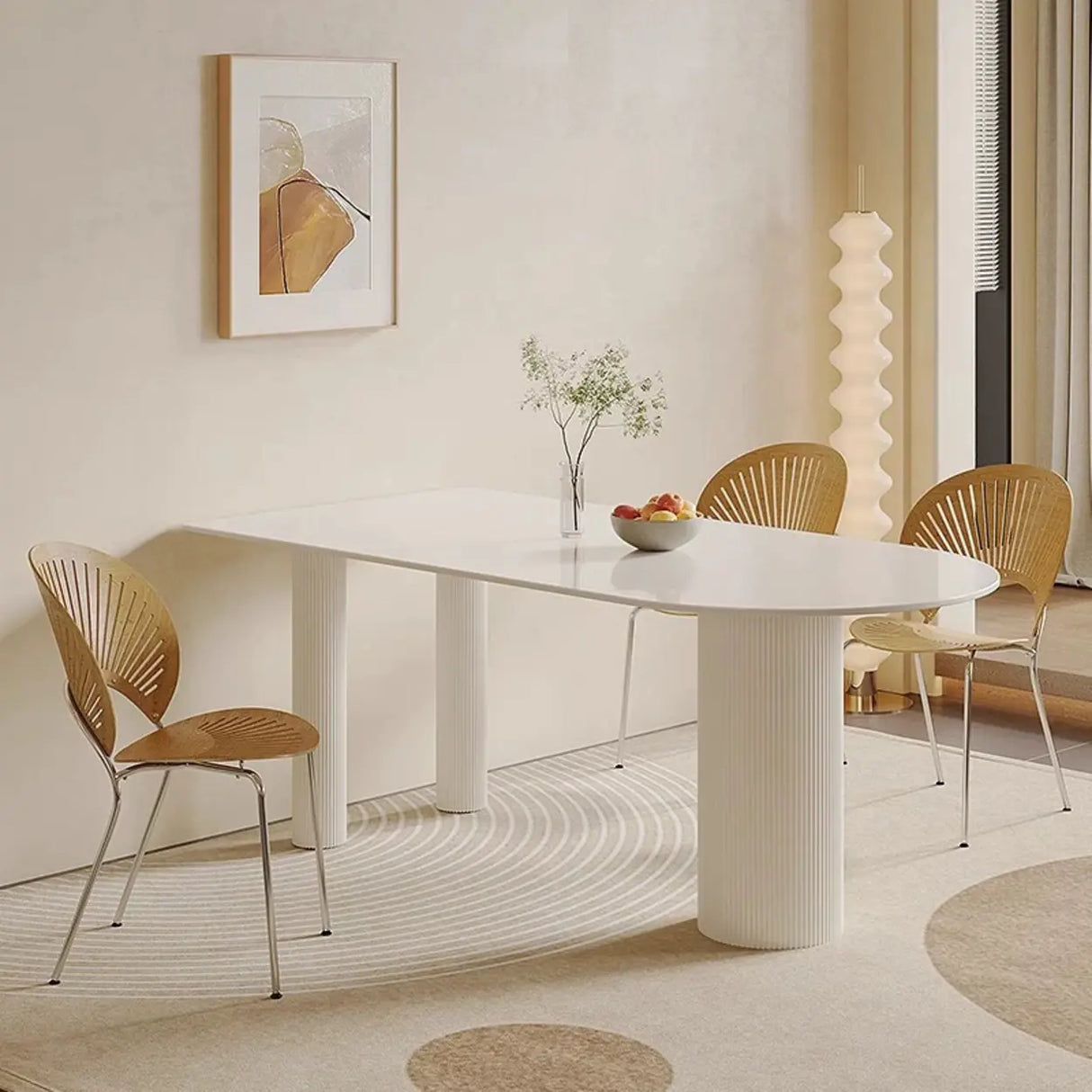 Contemporary Free Form Stone White Dining Table Image - 4