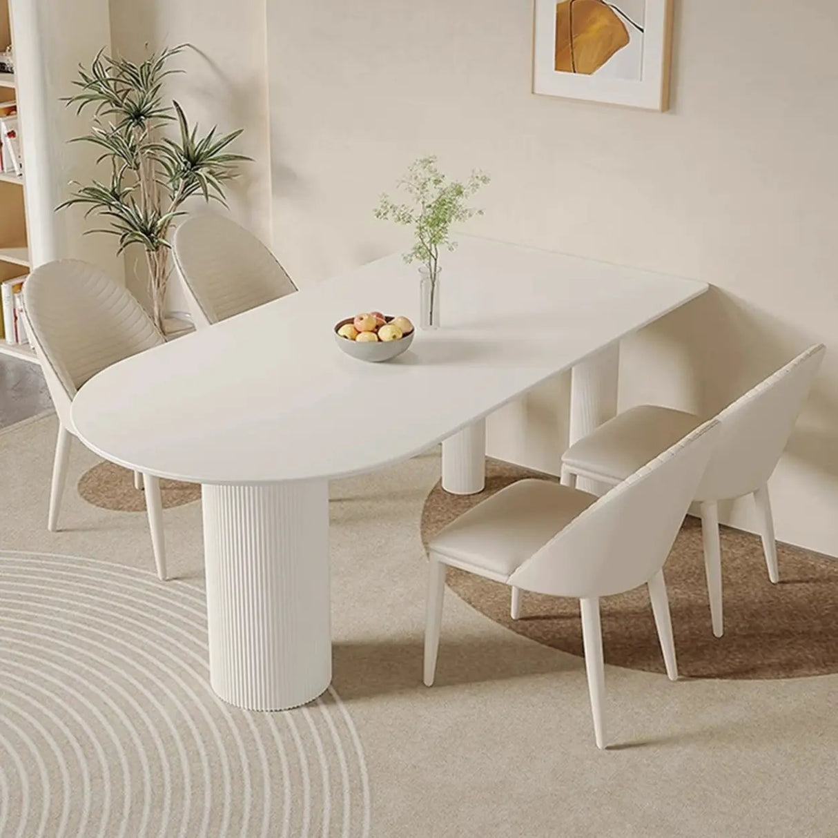 Contemporary Free Form Stone White Dining Table Image - 5