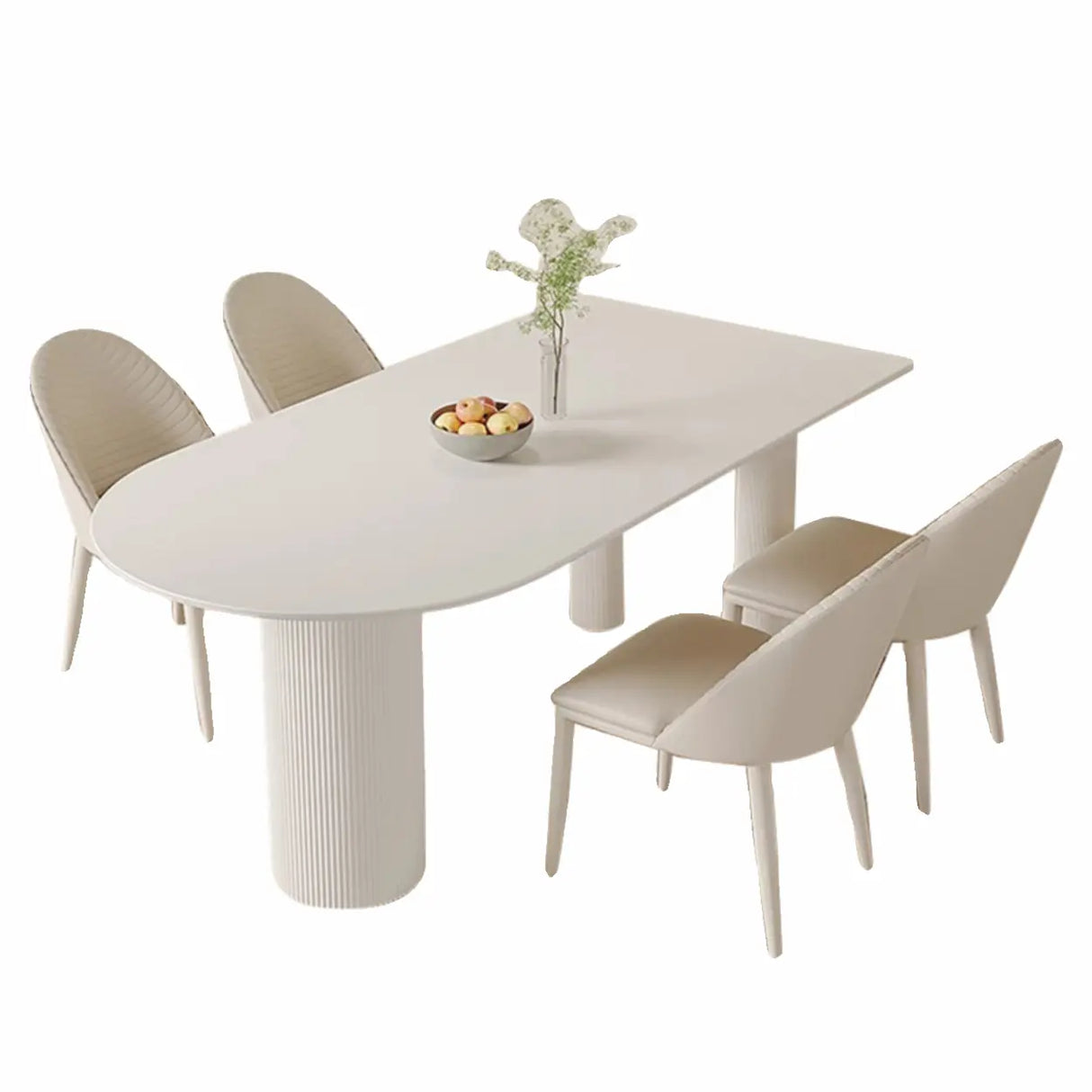 Contemporary Free Form Stone White Dining Table Image - 6