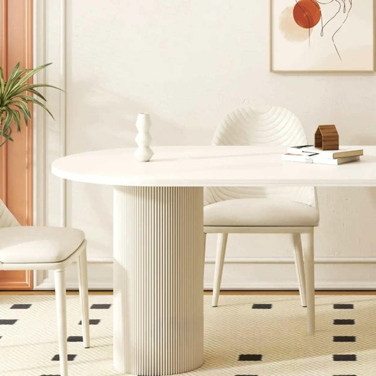 Contemporary Free Form Stone White Dining Table Image - 8