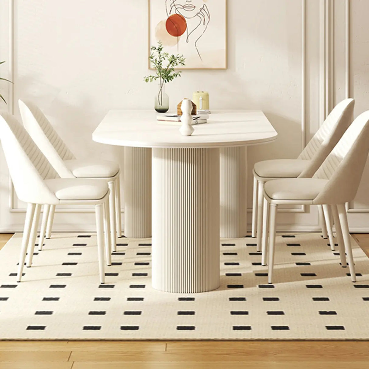 Contemporary Free Form Stone White Dining Table Image - 9