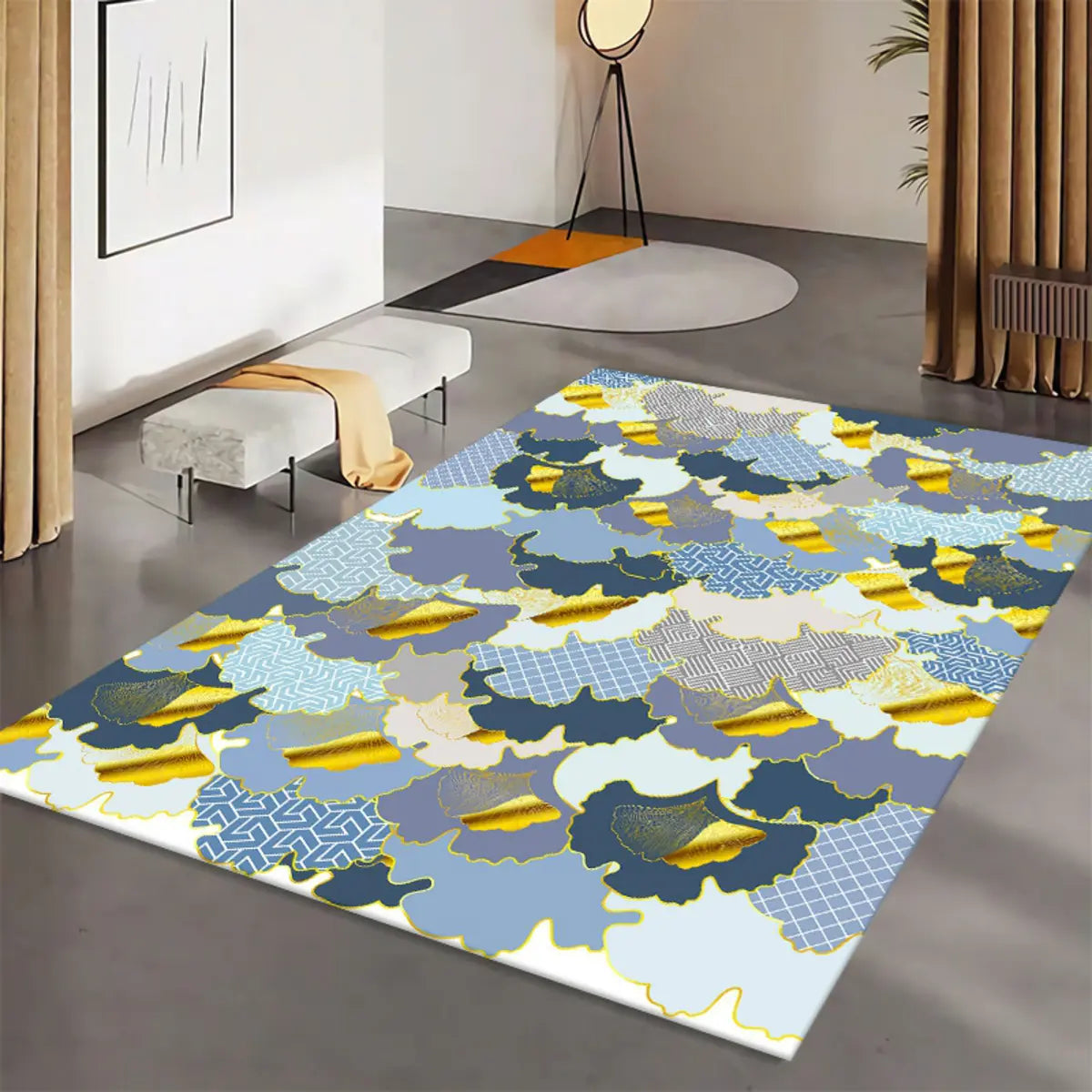 Contemporary Geometric Polyester Gray Area Rug Image - 12