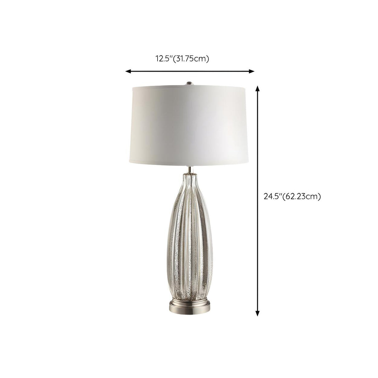 Contemporary Glass Base Fabric Drum Shade Table Lamp