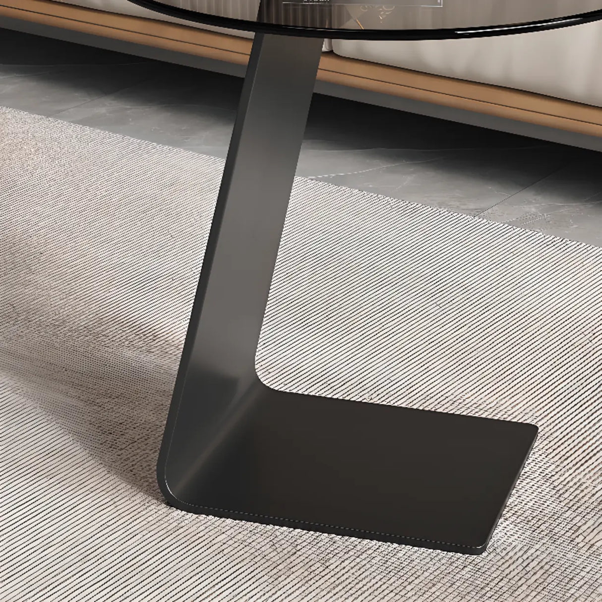 Contemporary Glass Black Circular Steel Base Side Table Image - 15