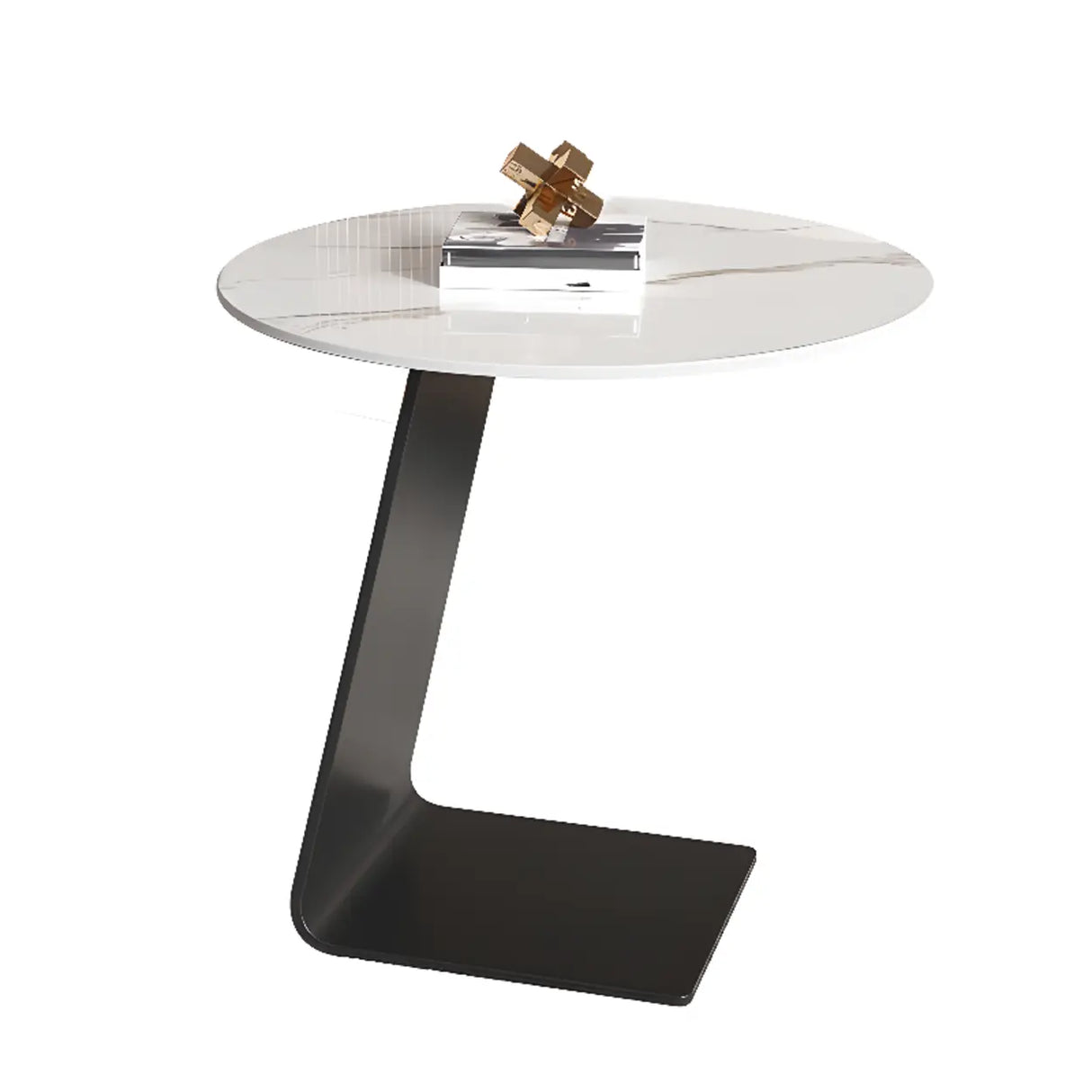 Contemporary Glass Black Circular Steel Base Side Table Image - 3