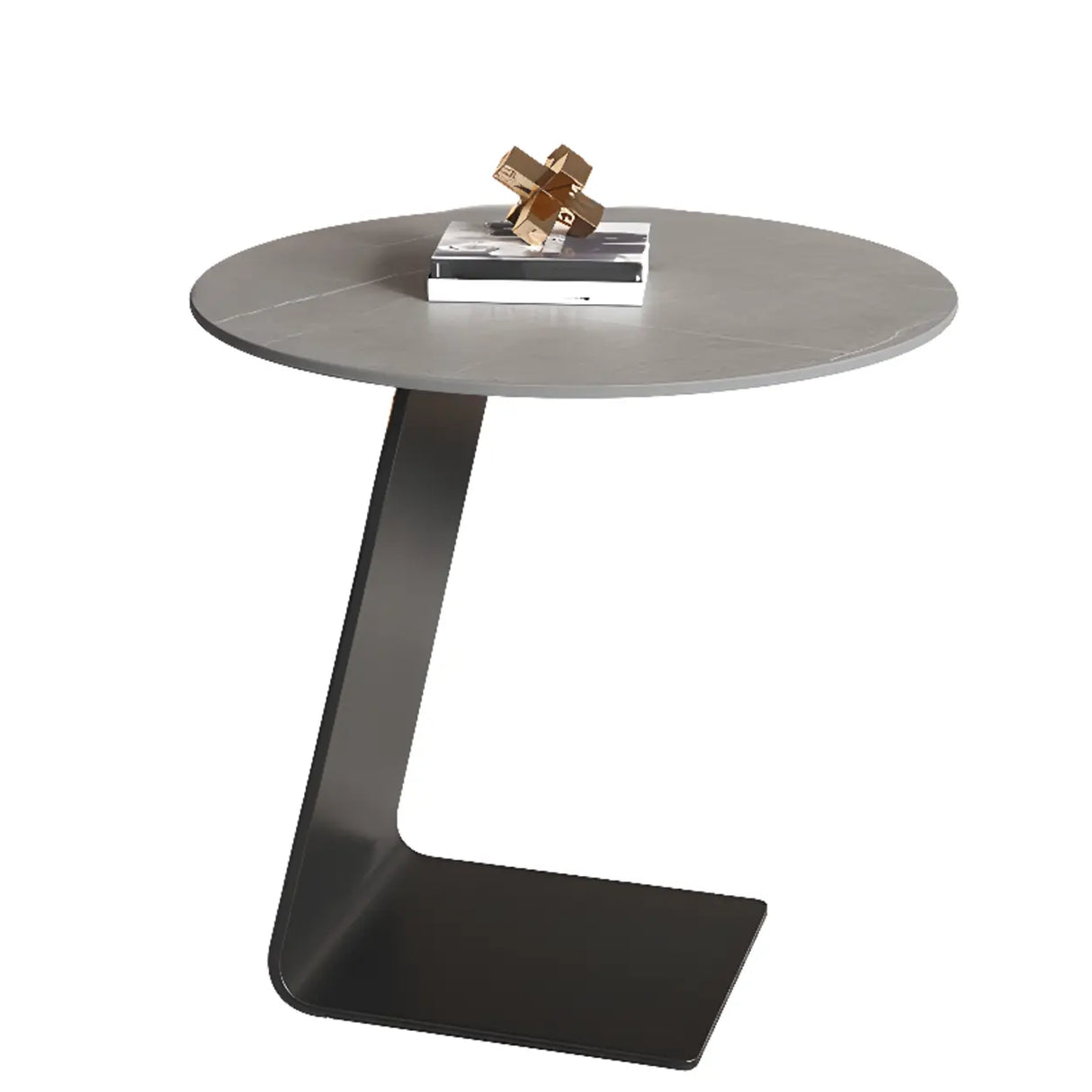 Contemporary Glass Black Circular Steel Base Side Table Image - 5