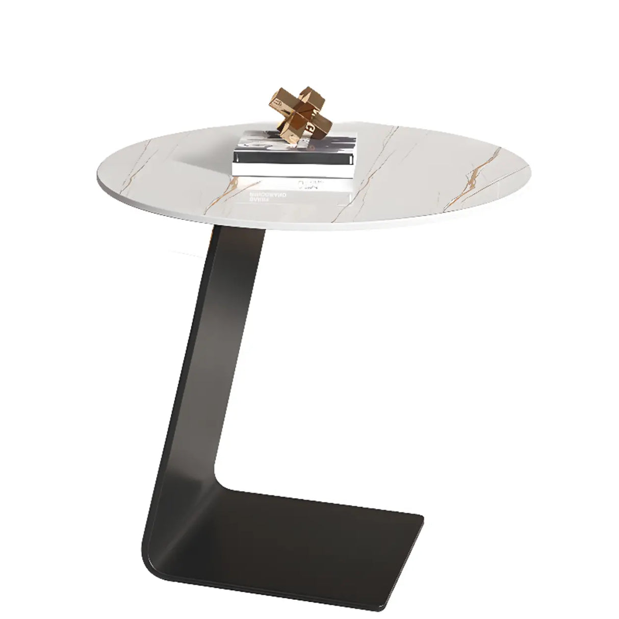 Contemporary Glass Black Circular Steel Base Side Table Image - 7