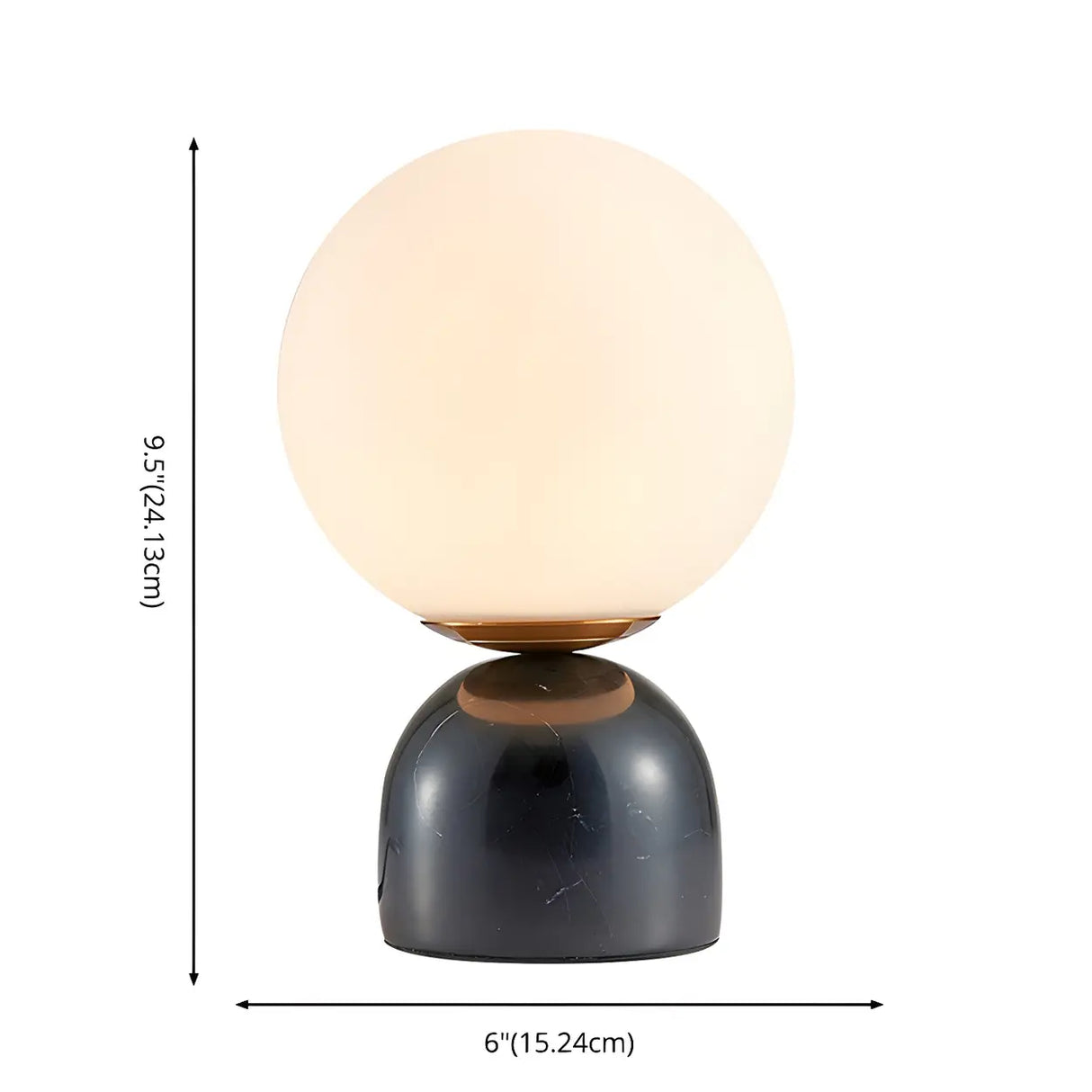 Contemporary Globe Glass Black Marble Base Table Lamp Image - 10
