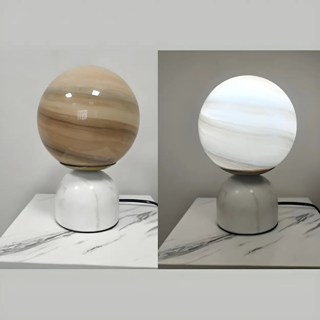 Contemporary Globe Glass Black Marble Base Table Lamp Image - 12