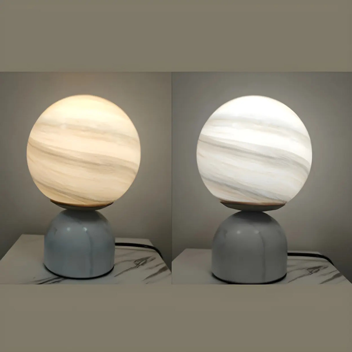 Contemporary Globe Glass Black Marble Base Table Lamp Image - 13