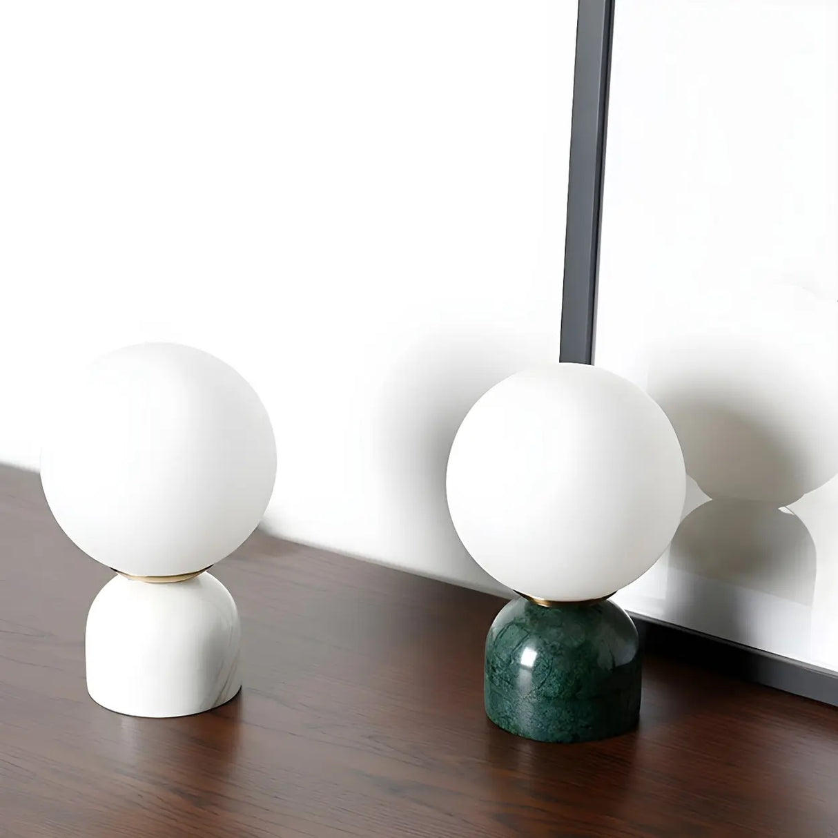 Contemporary Globe Glass Black Marble Base Table Lamp Image - 14