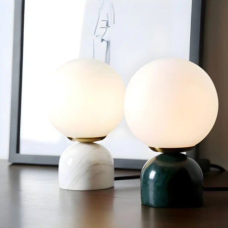 Contemporary Globe Glass Black Marble Base Table Lamp Image - 1