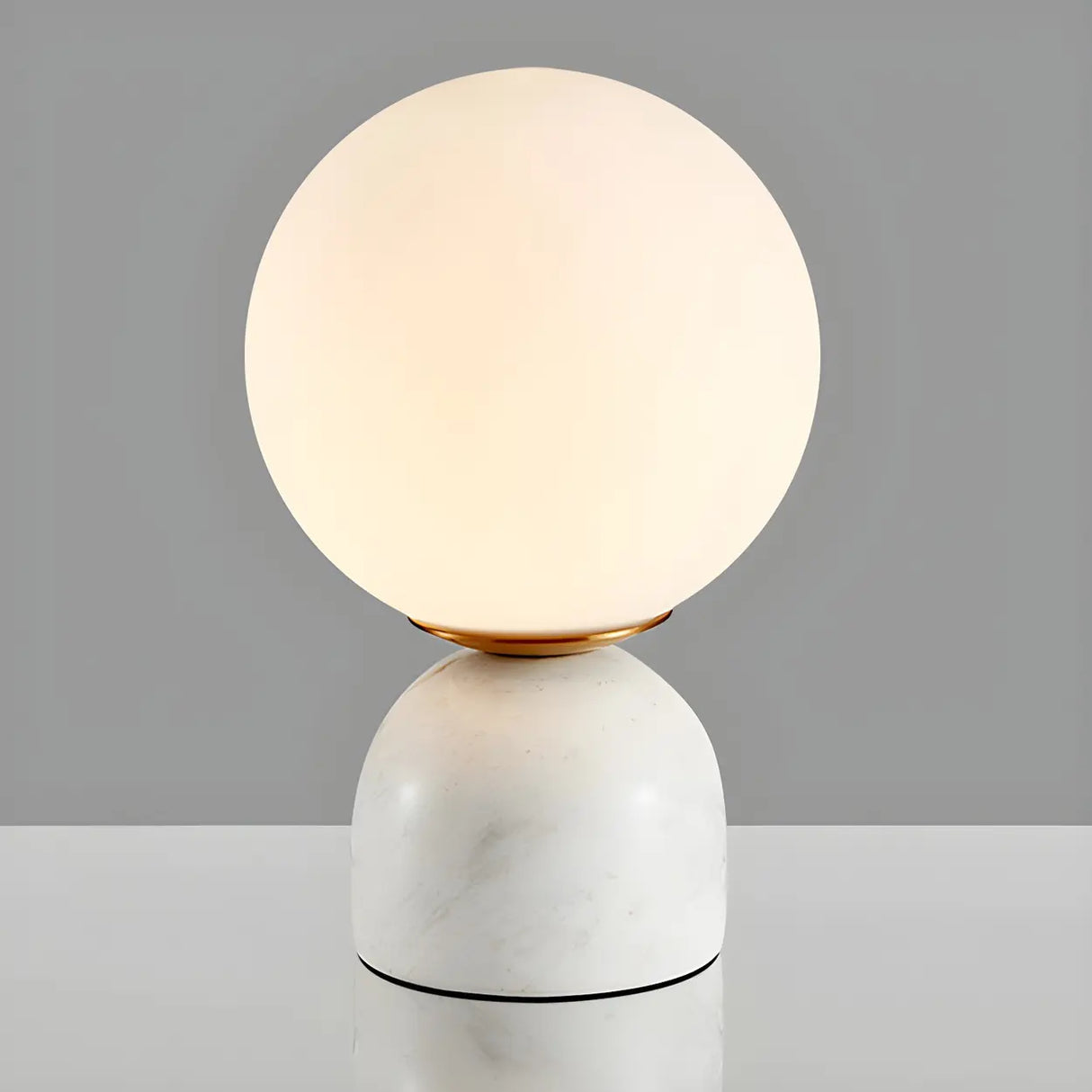 Contemporary Globe Glass Black Marble Base Table Lamp Image - 2