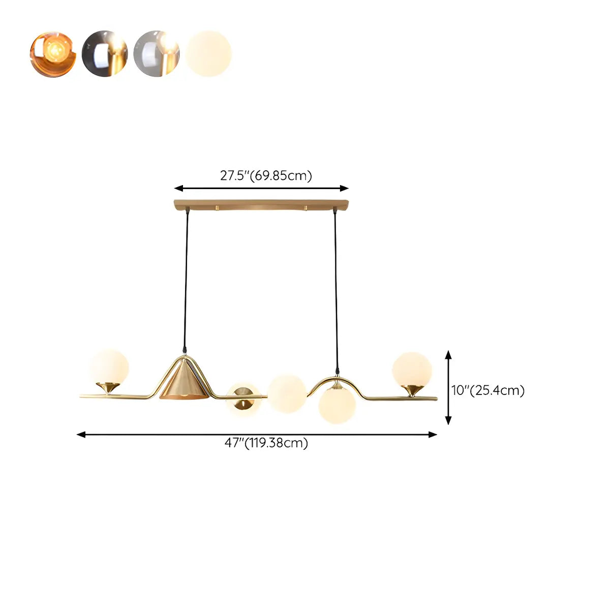 Contemporary Globe Glass Dining Room Pendant Light Gold